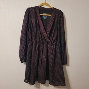 Anthropologie ModCloth Metallic Shine A-Line Mini Dress Womens XL Dark Red